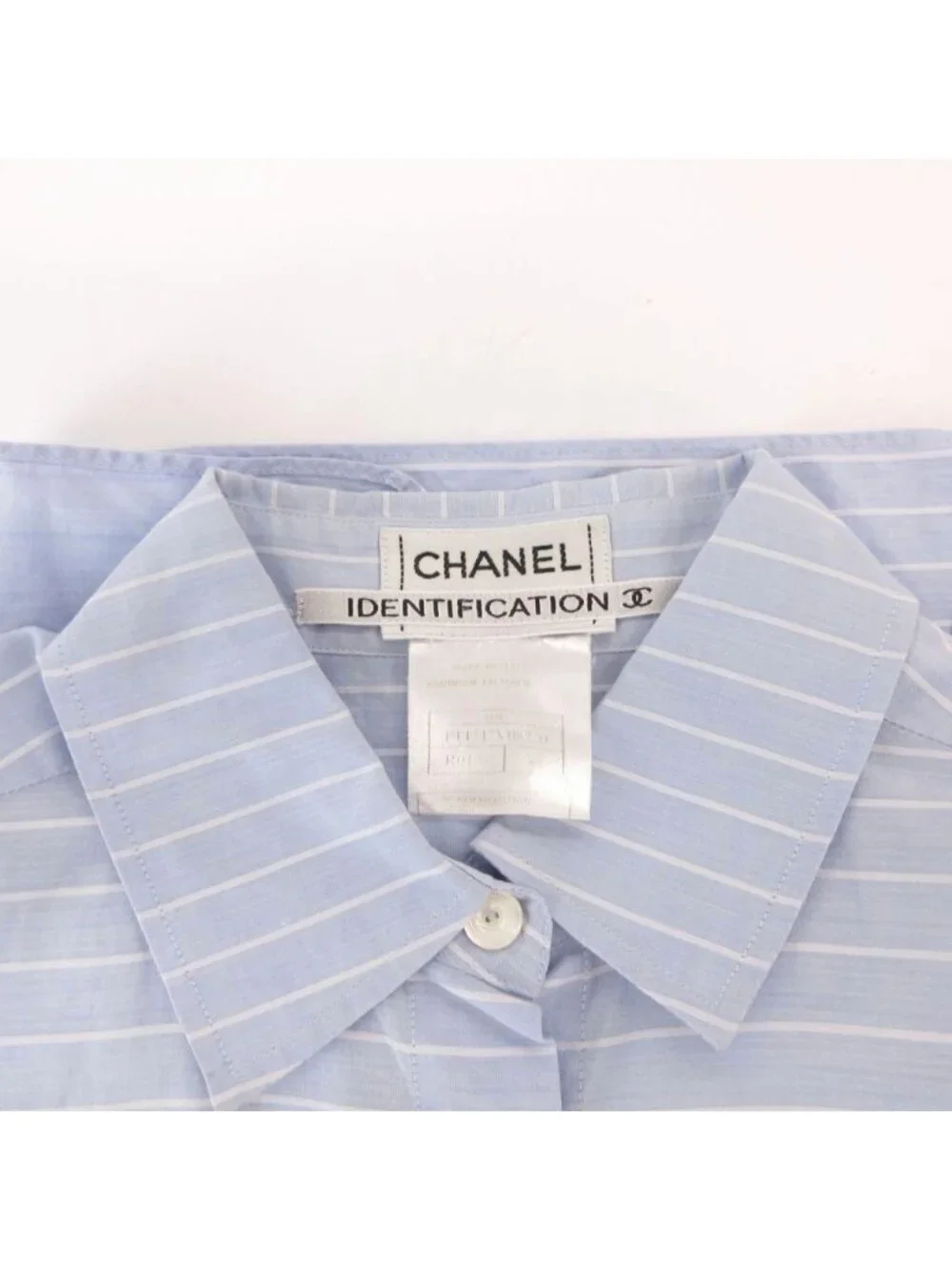 Chanel Identification Shirt Blouse Three Quarter Sleeve Logo Embroidery Border